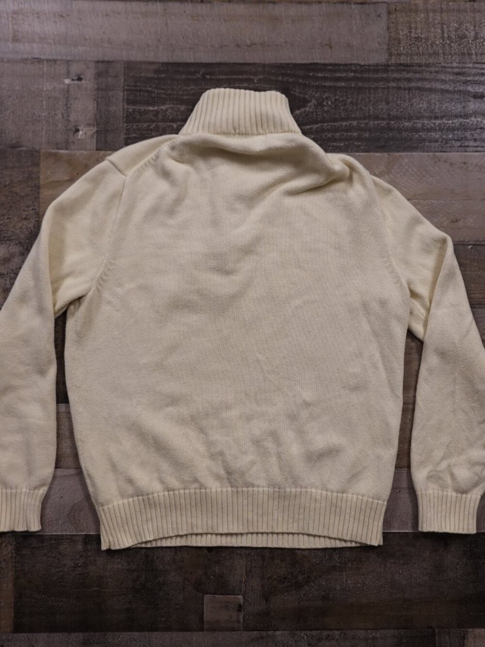 Polo Ralph Lauren Quarter Zip Sweater Men’s Medium Cream Cotton Classic - Picture 10 of 11